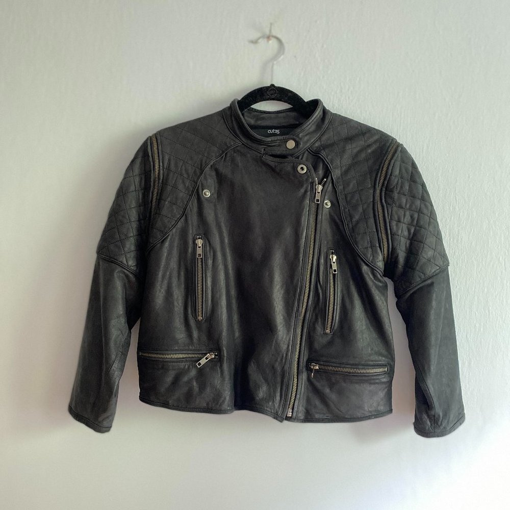 Cropped convertible leather moto jacket / vest | cut25 by yigal azrouël